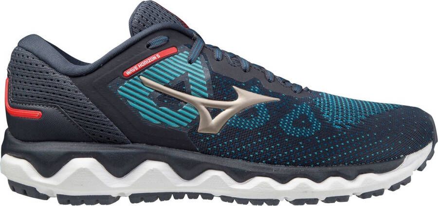 Mizuno Wave Horizon 5 Sportschoenen Mannen Navy Blauw Rood Wit