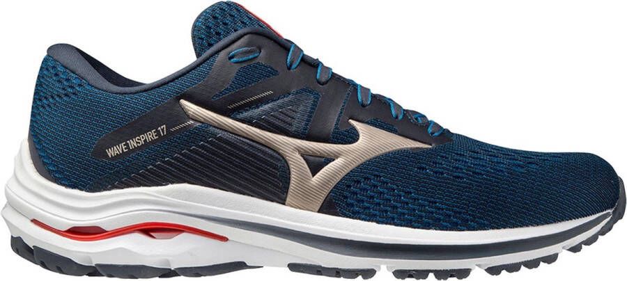 Mizuno Wave Inspire 17 Sportschoenen Mannen Navy Rood Wit