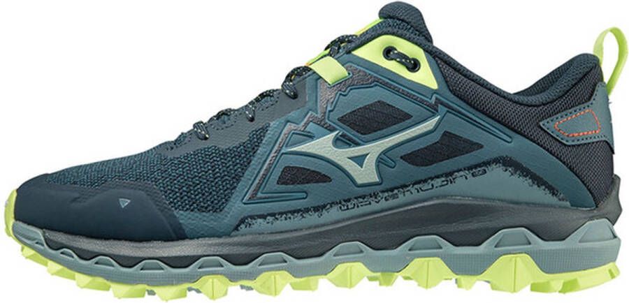 Mizuno Wave Mujin 8 Trailrunningschoenen Heren Tapestry Misty Blue Neo Lime - Foto 3