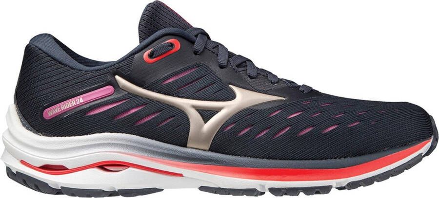 Mizuno Wave Rider 24 Dames Sportschoenen Hardlopen Weg donkerblauw