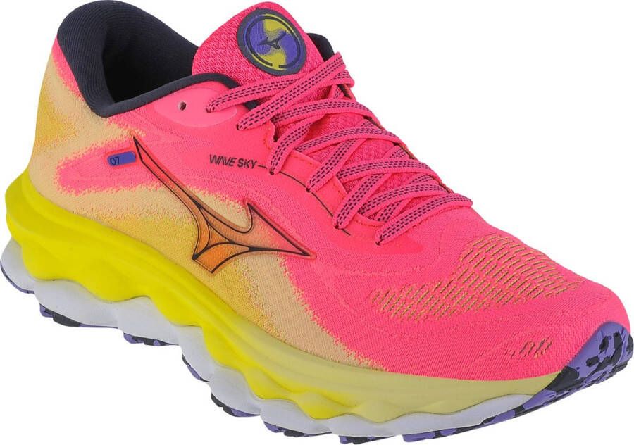 Mizuno Wave Sky 7 J1GD230223 Vrouwen Roze Hardloopschoenen