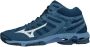 Mizuno Wave Voltage Mid Schoenen Dark Denim White Blue Jasper Heren - Thumbnail 1