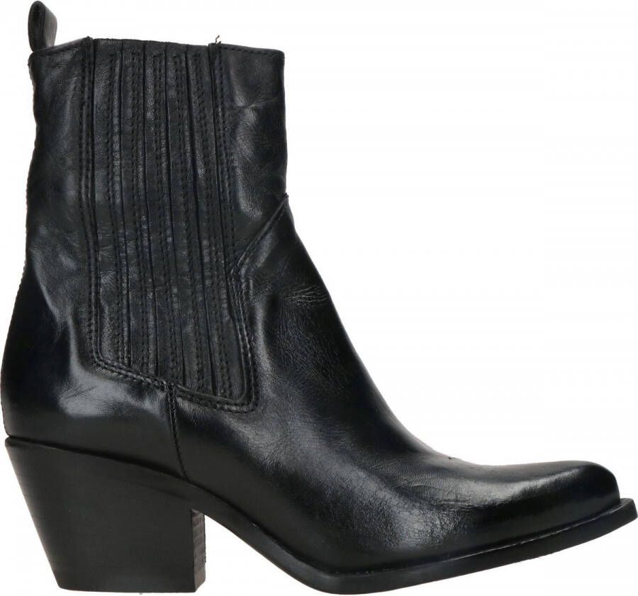 MJUS Stijlvolle Leren Enkellaarsjes met Rits Black Dames