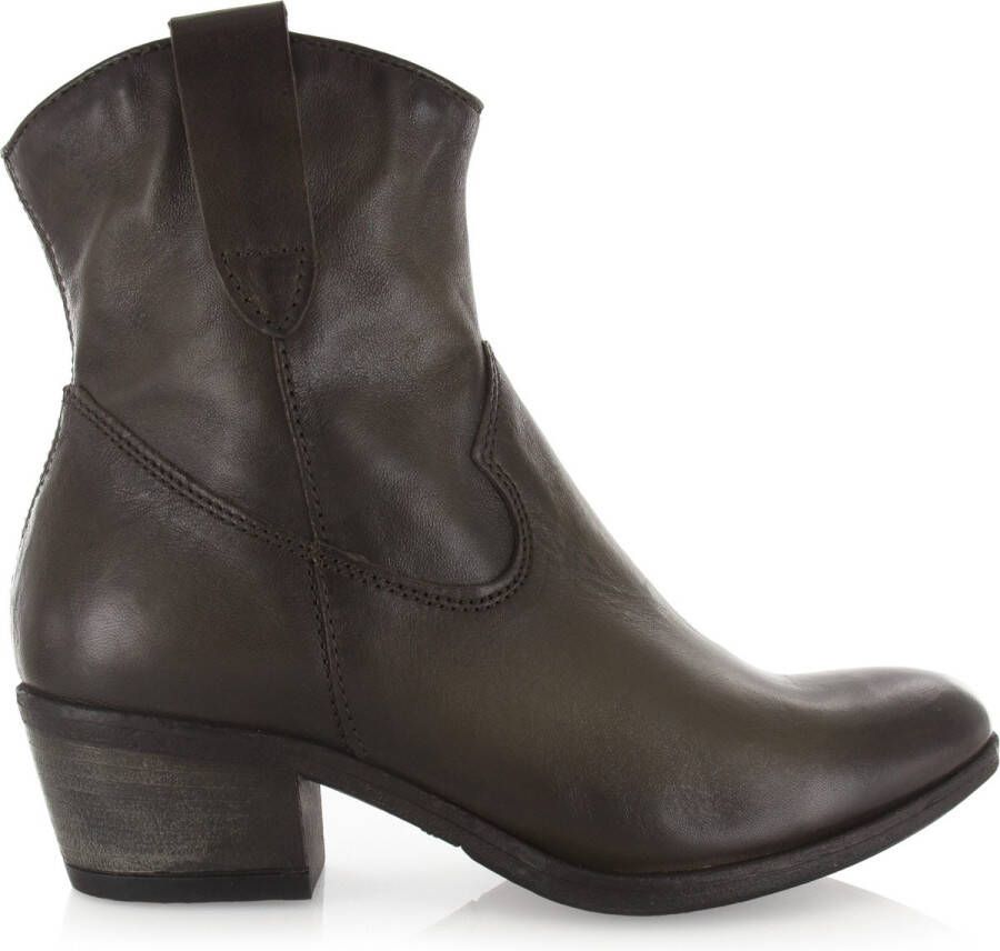 MJUS Enkellaarsje Groen Leer Western Dames Schoenen