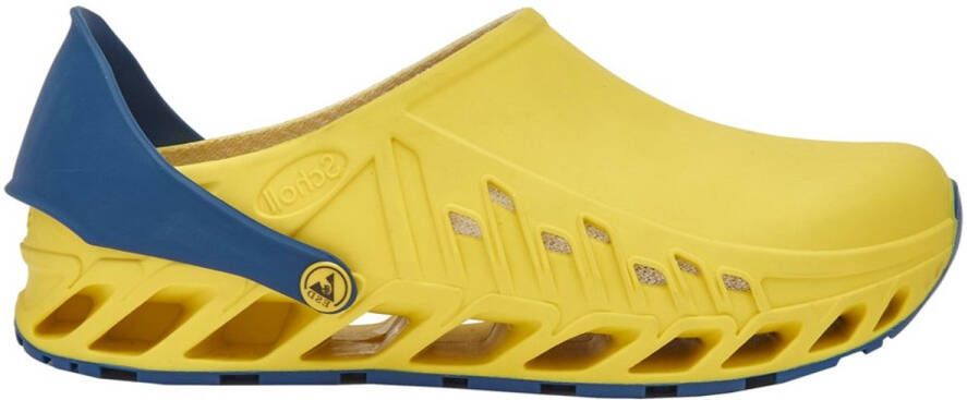 Scholl EVOFLEX Tpr -U Yellow Navy Blue Unisex Clogs Yellow Navy Blue