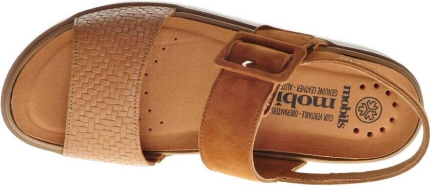 Mobils Cognac Trendy Lederen Damessandaal Steunzolen