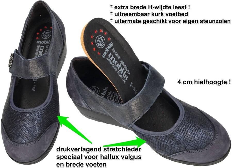 Mobils Ergonomic Mobils Ergonomi Dames blauw donker ballerina's & mocassins