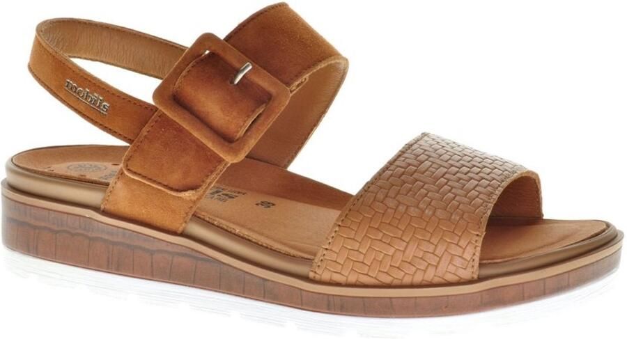 Mobils Cognac Trendy Lederen Damessandaal Steunzolen