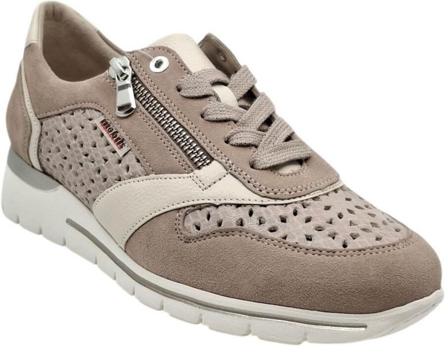 Mobils Ereen Perfo Sand Sneaker Brede Comfortschoen met Uitneembare Zool
