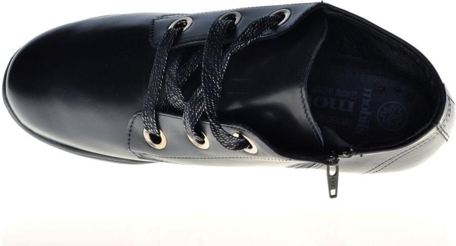 Mephisto Zwarte leren dames enkellaarsjes Black Dames