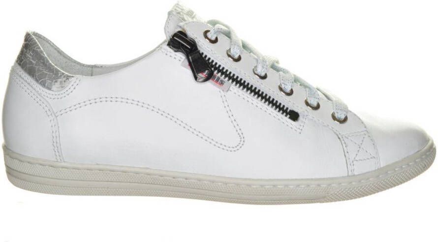 Mobils Witte Lederen Sneaker Met Veter En Rits
