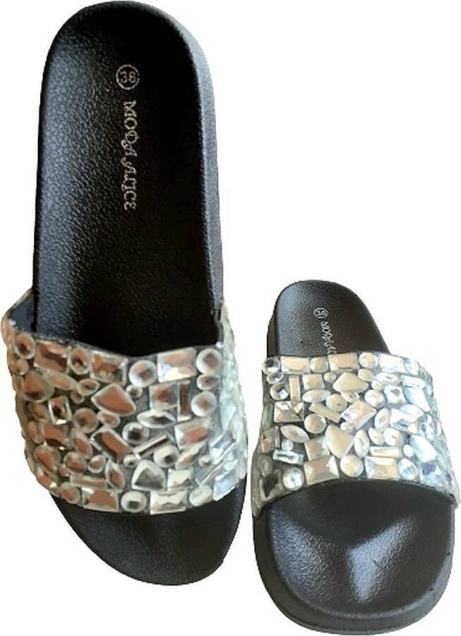 Moda Alice damesslippers-met zilveren strass - Foto 4