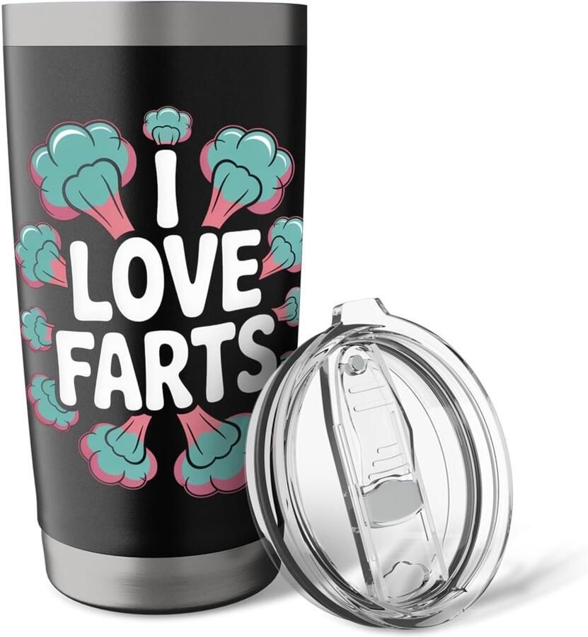 Mok met tekst I Love Farts dubbelwandig roestvrij staal