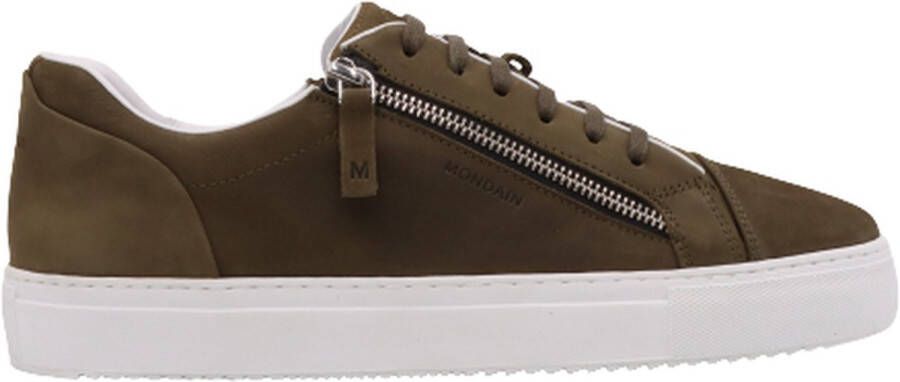 Mondain Amsterdam Low Top Rits Groen | Mondain Heren sneaker Nubuck leer