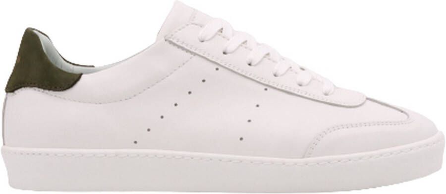 Mondain Amsterdam Mondain Low Top Salvador Wit Groen Handgemaakte wit leren heren sneaker