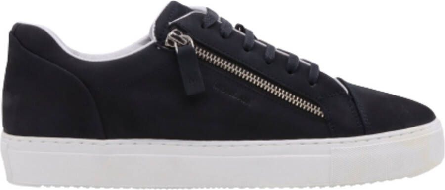 Mondain Amsterdam Low Top Rits Blauw Mondain Heren sneaker Nubuck leer
