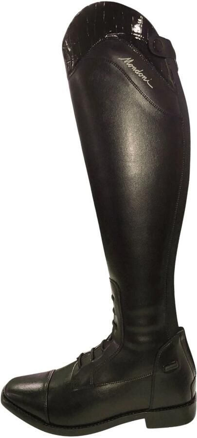 Mondoni Lady Maldon Croco Rijlaars W Zwart Kunstleer
