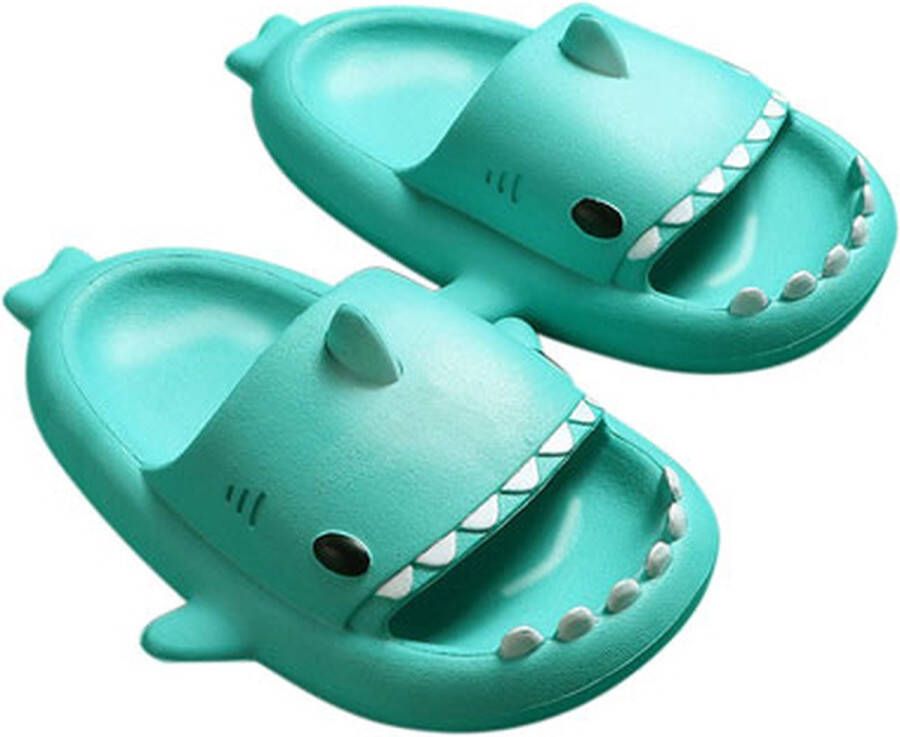 Moodadventures badslippers kinderen haai turquoise -jongens en 2-3 jaar