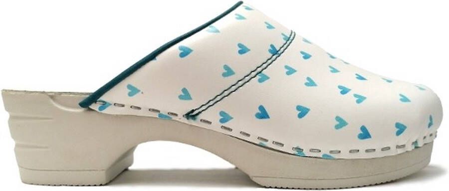 Moofs Dames Klompen Blauwe Hartjes Flexibele PU Zool Geluidloos - Foto 1