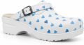 Moofs Verpleegkundige Klompen Blue Hearts Leren Zorgklompen Antislip Medische Zorgklompen Werkklompen - Blauw