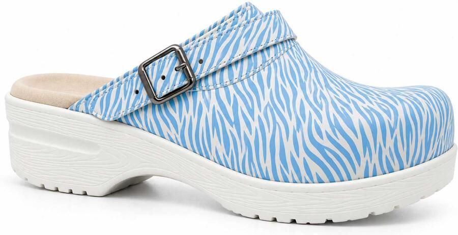 Moofs Verpleegkundige Klompen Zebra Blue Leren Zorgklompen Antislip Medische Zorgklompen Werkklompen