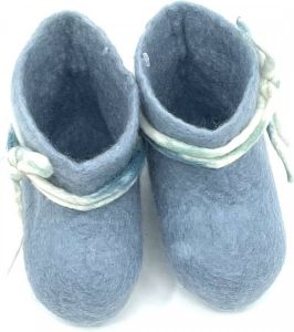 MooiVilt Vilten Babyslofjes Kraam cadeau Blauw Wolvilt Kraamcadeau Fairtrade