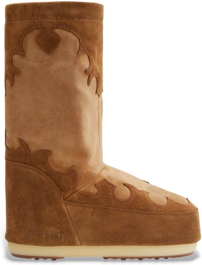 Moon boot Westerse Stijl Suède Geborduurde Laarzen Brown Dames