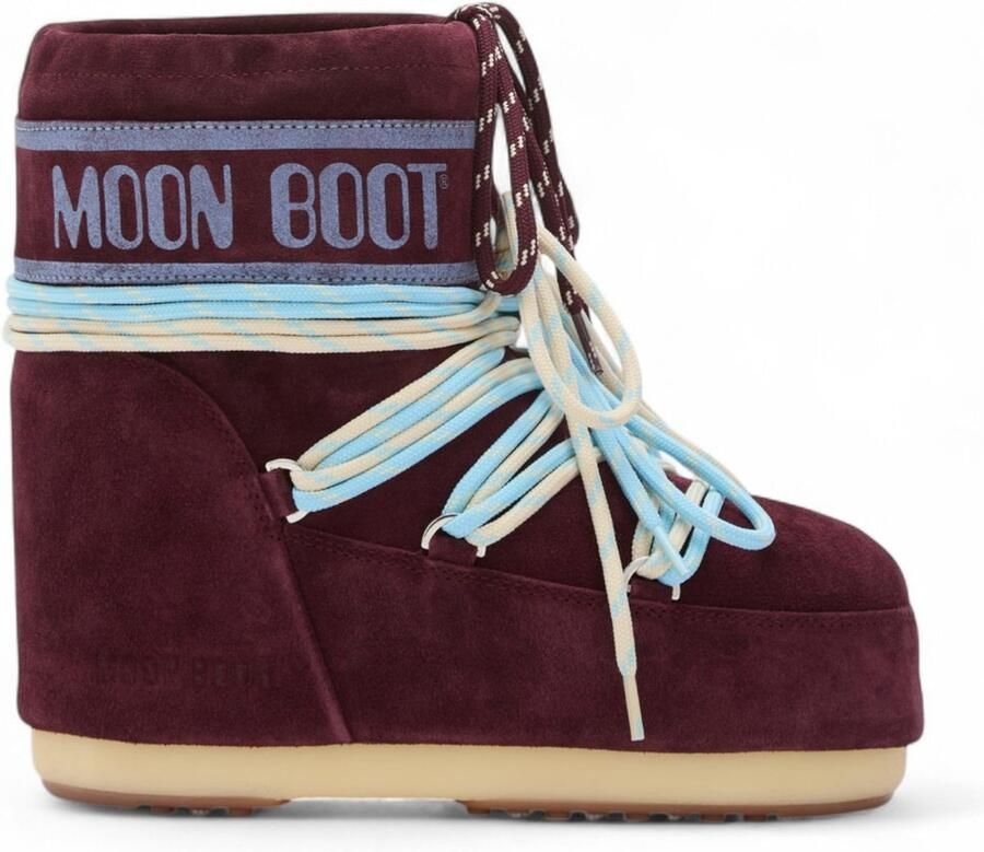 Moon Boot Icon Lage Leren Enkellaarsjes bordeauxrood