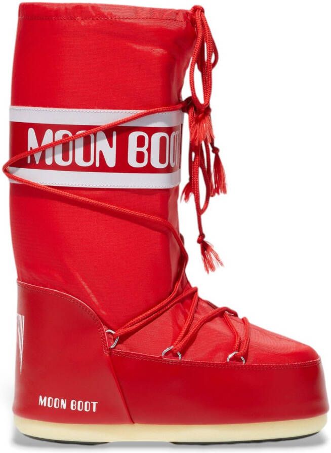 Moon boot Snowboots met ronde neus en aantrekkoord Red