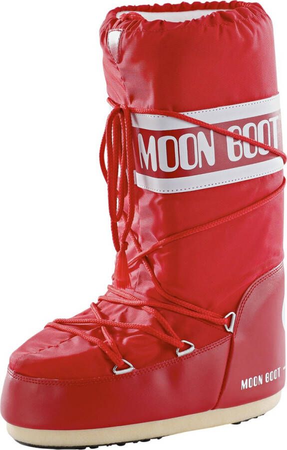 Moon boot Rode winterlaarzen met logoband en voorste vetersluiting Red Dames