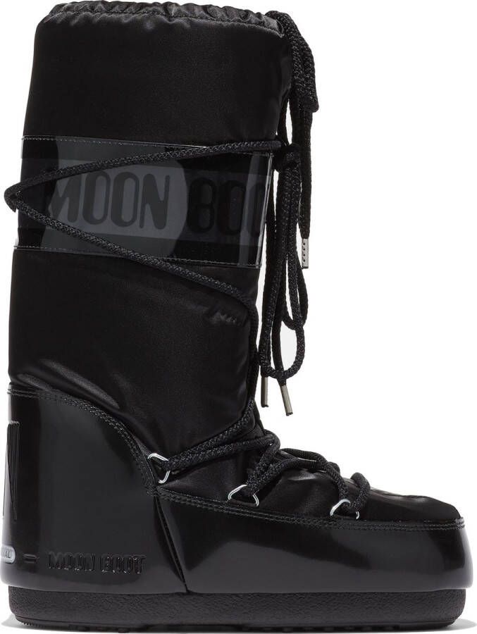 Moon boot Zwarte winterlaarzen met logoband en voorsluiting met veters Black Dames