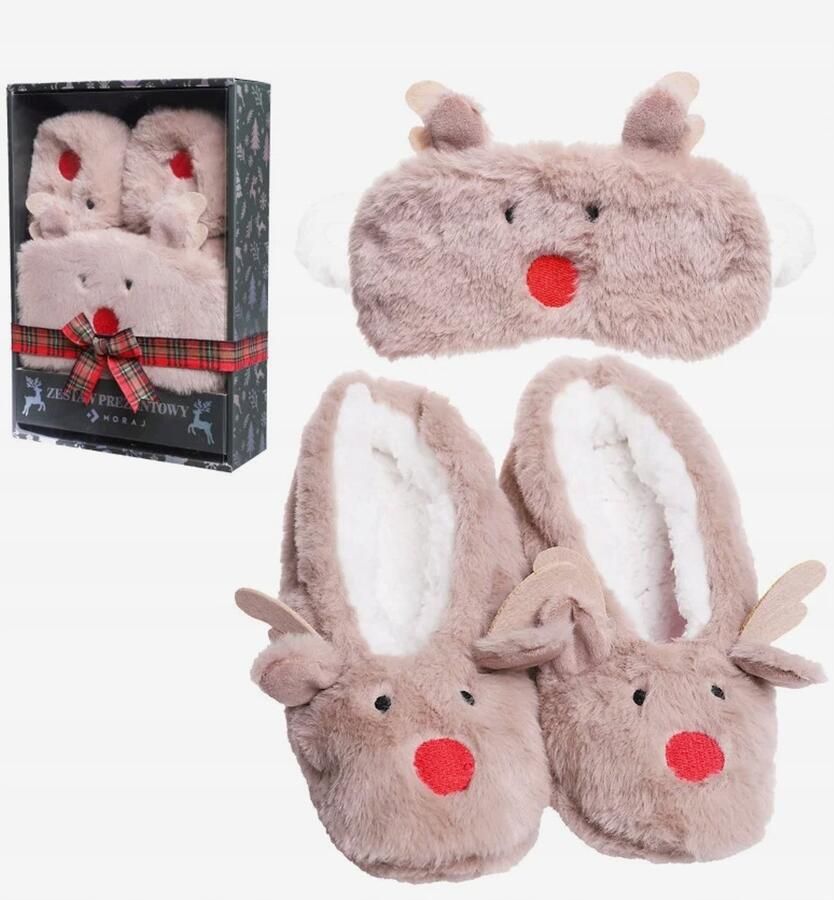 Moraj Cadeauset: Rendeer Pantoffels & Slaapmasker