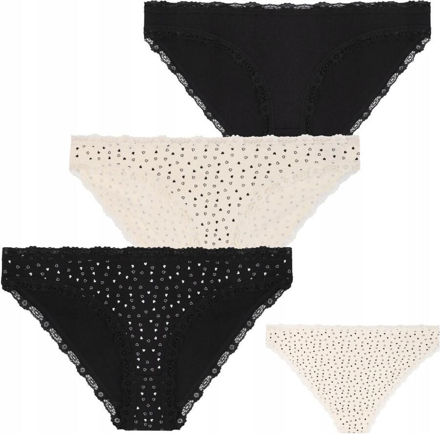 Moraj Dames Slipjes Katoen met Kant 3-Pack Hartjes