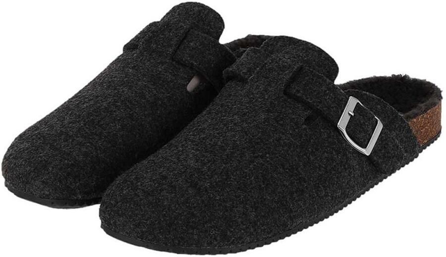 Morethansocks Instap pantoffels Vilt t m 46 Heren Antraciet Pantoffels heren Pantoffels Clogs heren Clog pantoffel