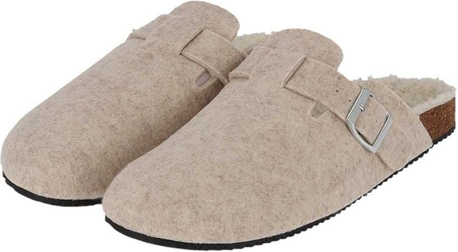 Morethansocks Instap pantoffels Vilt t m 46 Heren Beige Pantoffels heren
