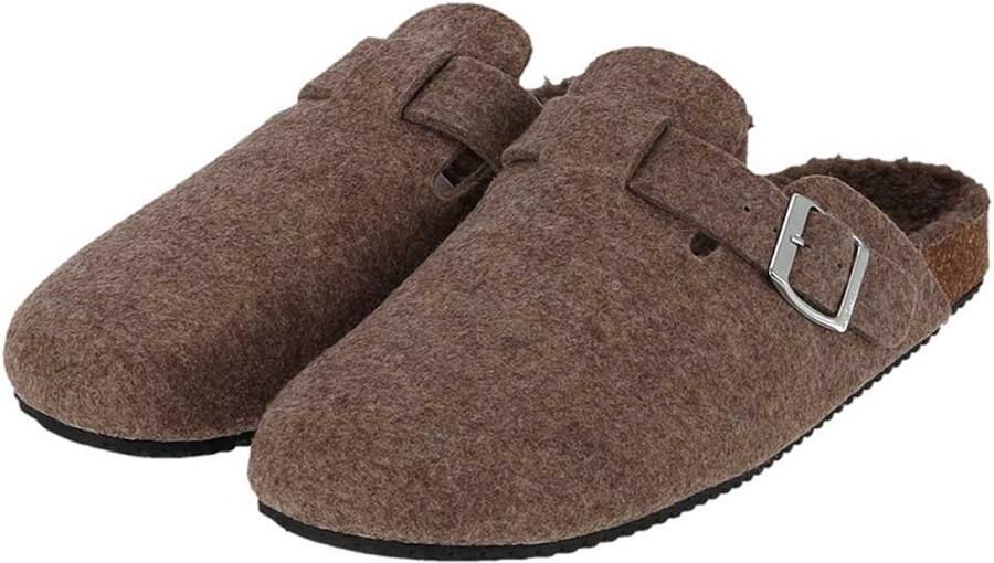 Morethansocks Instap pantoffels Vilt t m 46 Heren Taupe Pantoffels heren