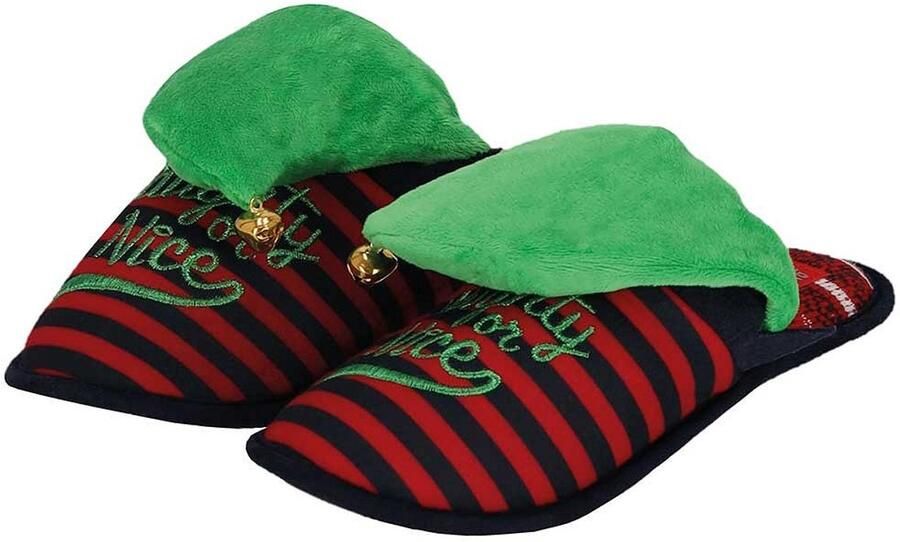Morethansocks Kerstsloffen Dames Elfthema Blauw Rood t m 42 Sloffen kerst dames pantoffels kerst dames kerstcadeau