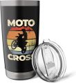 Motorcross thermosbeker dubbelwandig roestvrij staal - Zilver