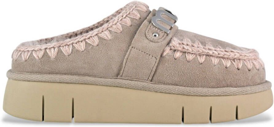 Mou Brandy Schapenvacht Sandalen Rubberen Zool Brown Dames