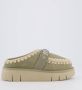 Mou Groene Suède Pantoffels met Wolsteken Green Dames - Thumbnail 1