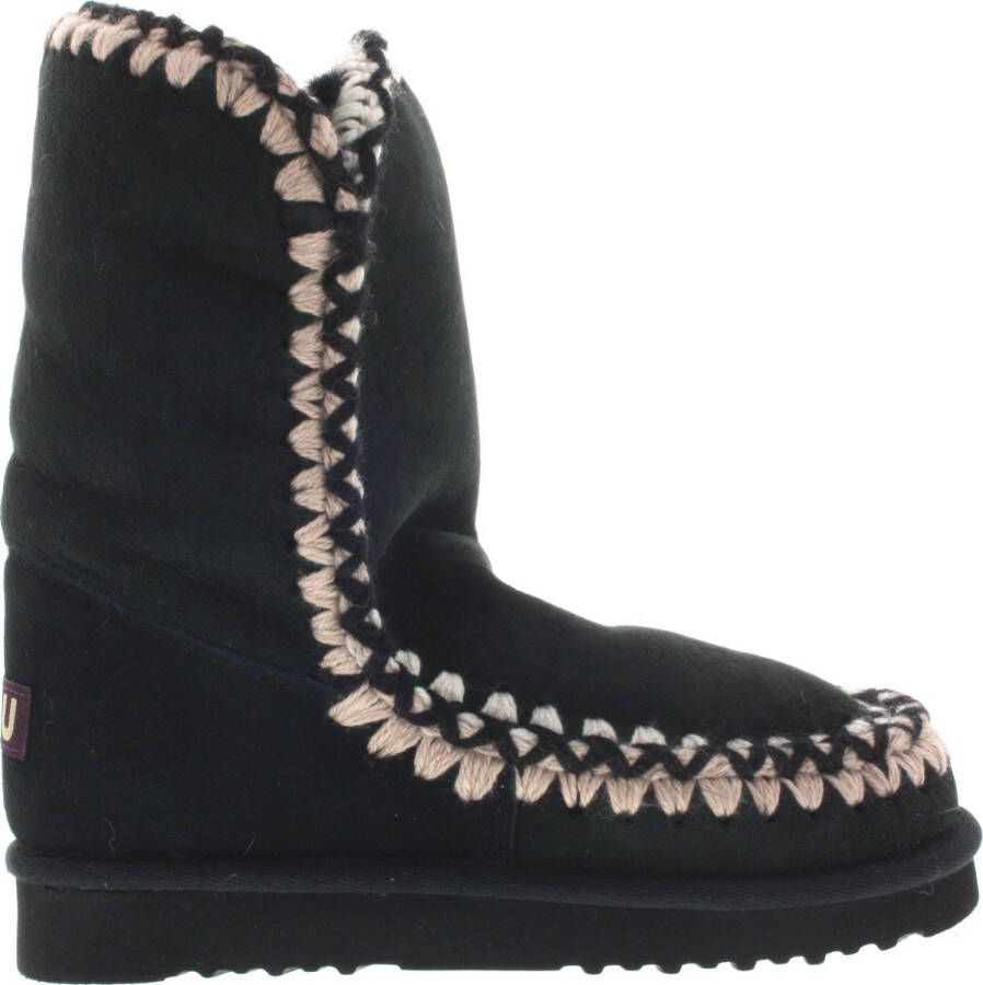 MOU Dames Enkellaars Eskimo Overstitching Black Zwart