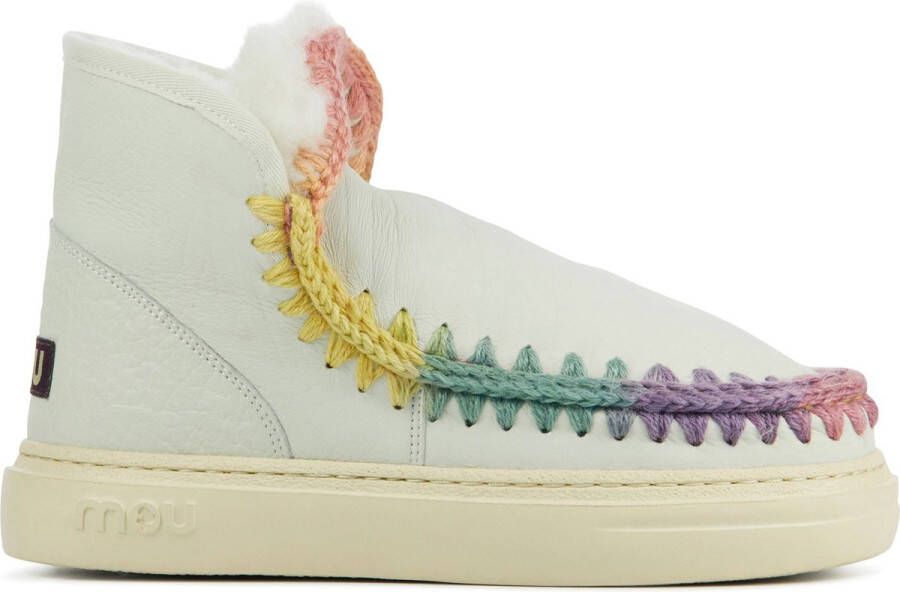 MOU Enkellaarsjes Dames Pantoffels Damesschoenen Leer Esk Bold Rainbow Wit combi - Foto 2