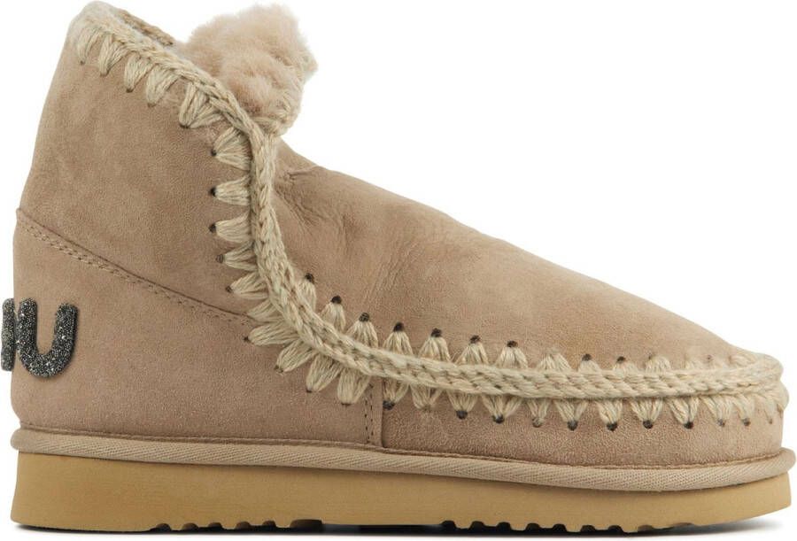 MOU Enkellaarsjes Dames Pantoffels Damesschoenen Suède Eskimo18 glit log Zand