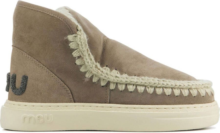 MOU Enkellaarsjes Dames Pantoffels Damesschoenen Suède Eskimo bold glitt Taupe - Foto 2