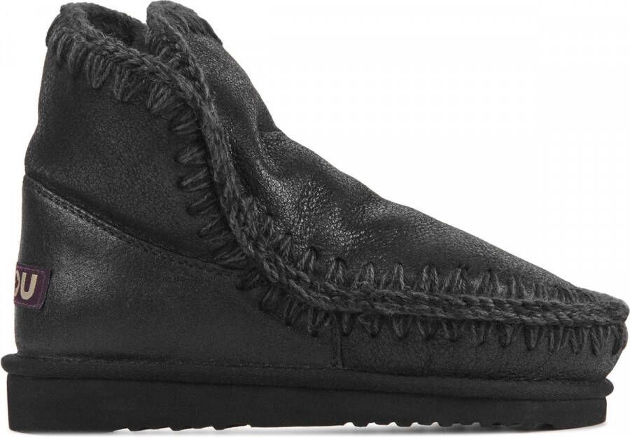 MOU Enkellaarsjes Dames Pantoffels Damesschoenen Suède Eskimo18 Zwart - Foto 2