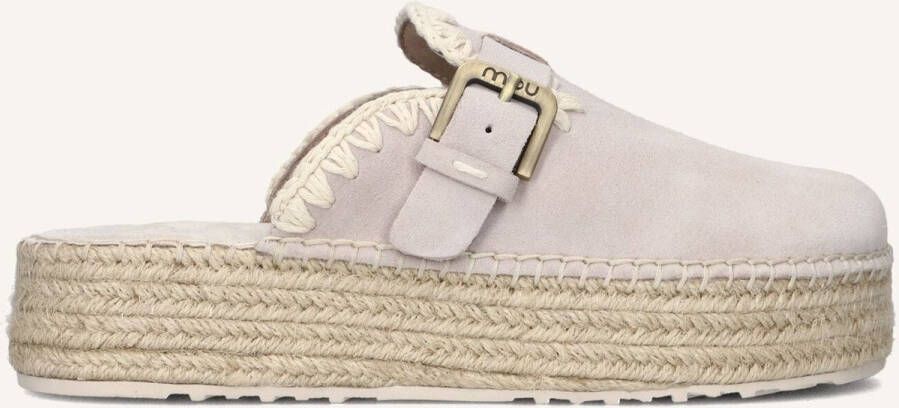 MOU Jute Clog Plain Sue Instappers Dames Beige
