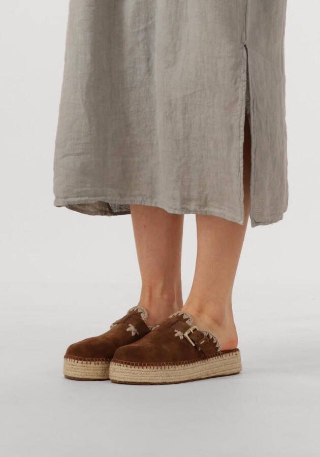 MOU Jute Clog Plain Sue Instappers Dames Bruin