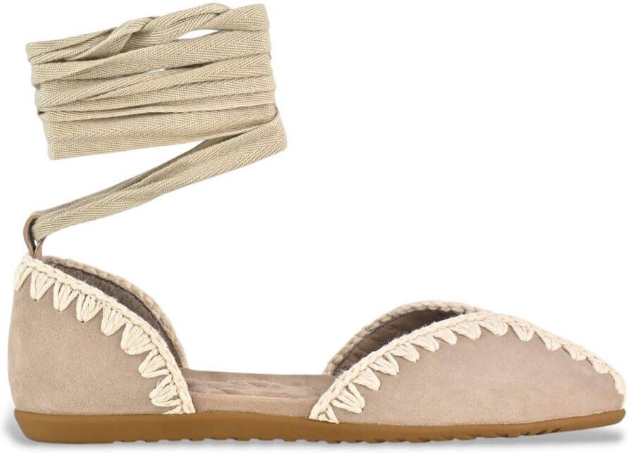 MOU Leren ballerina's met beige strik