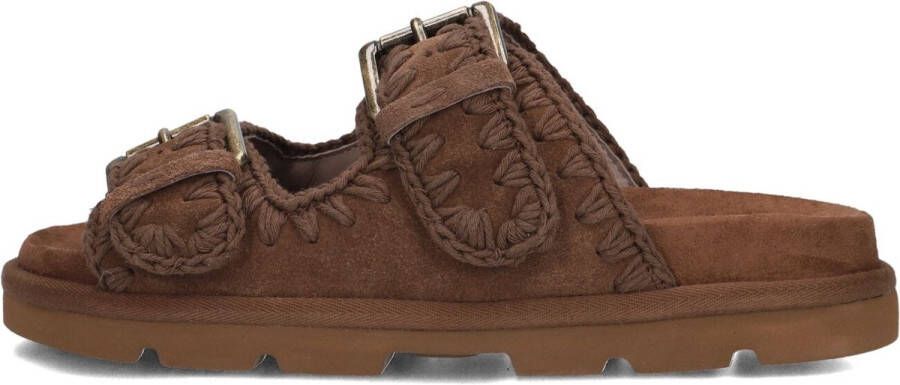 MOU Low Bio Sandal 2buckles Monoch Slippers Dames Bruin