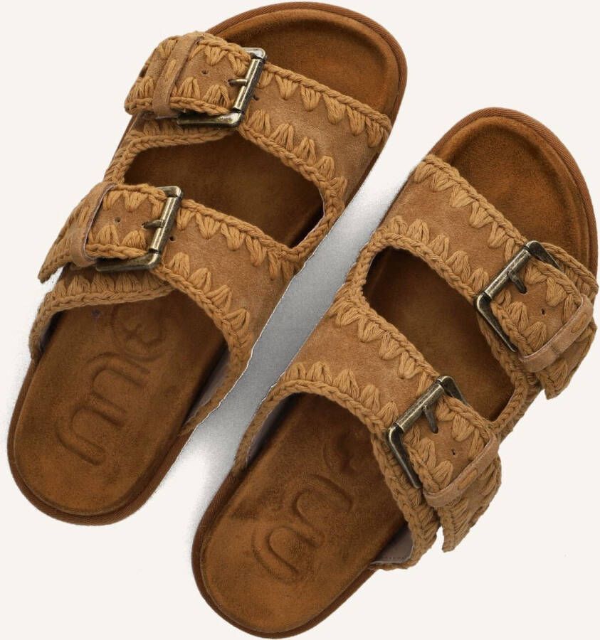 MOU Slippers Dames Low Bio Sandal 2buckles Monoch Maat: 40 Materiaal: Suède Kleur: Cognac - Foto 2